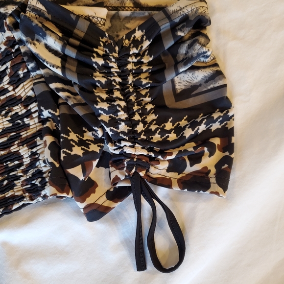 SB Fashion Cheetah Leopard Animal V Neck Ruched Waist Fashion Dress Size 9 - Picture 9 of 11